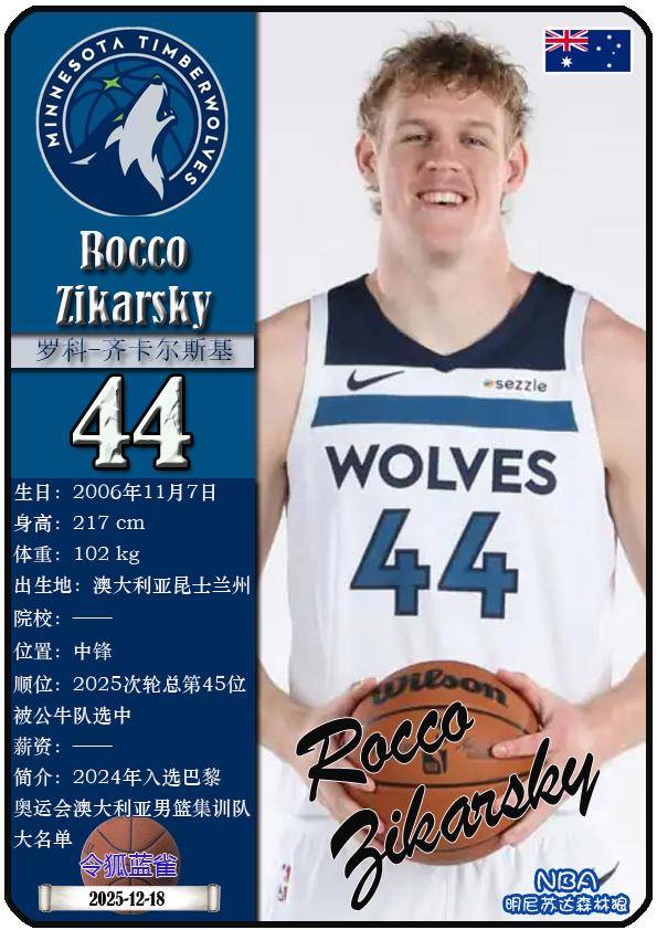 球星卡（NBA）：明尼苏达森林(lín)狼(láng)队17人一(yī)览（25/26赛季）